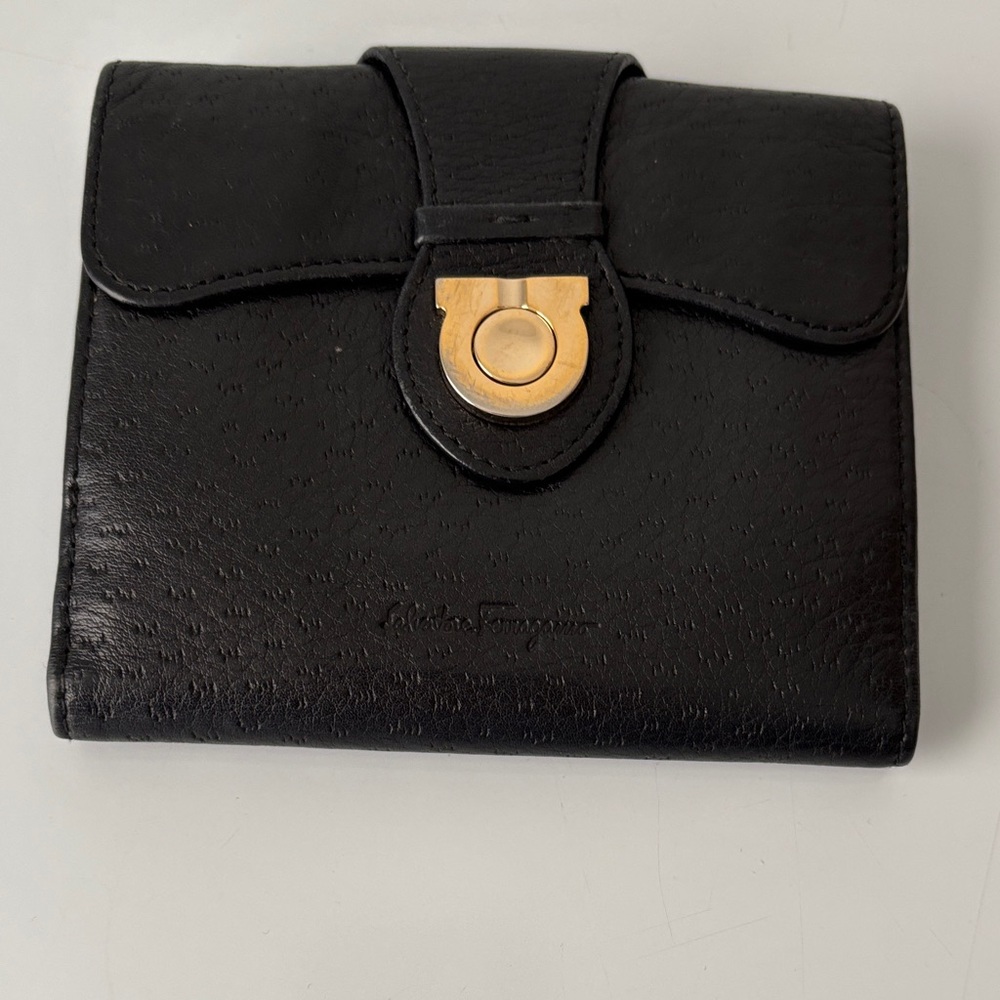 Salvatore Ferragamo Black Leather Wallet
